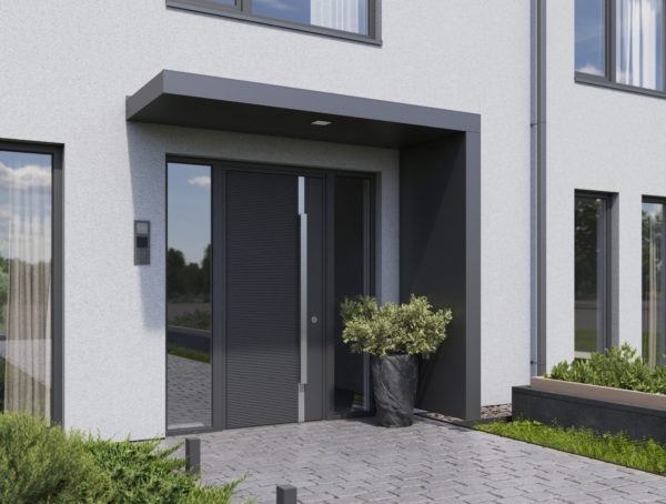 Alu Vordach 160 cm mit Seitenteil rechts